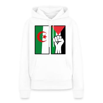 Palestine Algérie Signe de Victoire - Sweat à capuche Premium bio Femme - blanc - Devant - Julia (174cm)