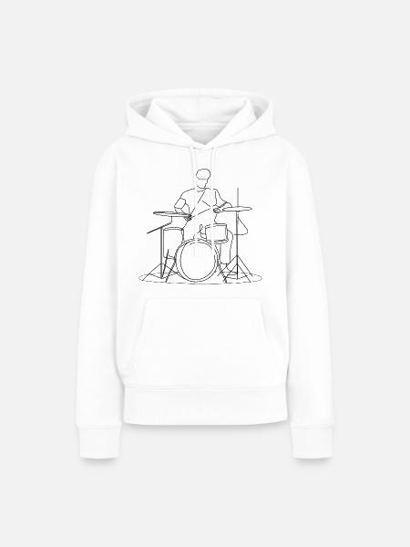 Schlagzeuger Skizze - Frauen Premium Bio Hoodie - Weiß