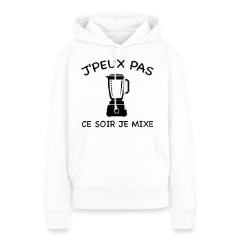 J'peux pas ce soir je mixe - Sweat à capuche Premium bio Femme - blanc - Devant - Julia (174cm)