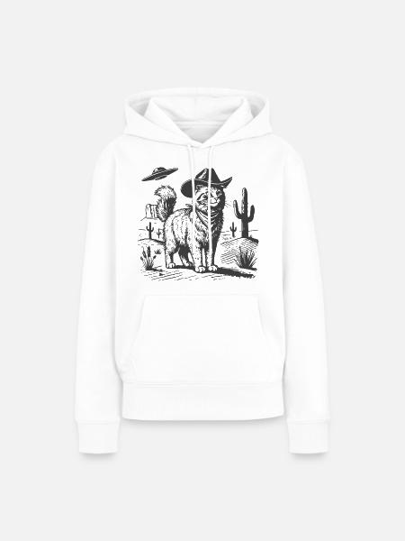 Wüstenkatze mit Cowboyhut - Frauen Premium Bio Hoodie - Weiß