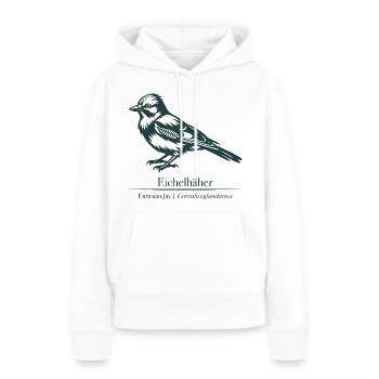 Jay Silhouette | Ornithologie | Dessin - Sweat à capuche Premium bio Femme - blanc - Devant - Julia (174cm)