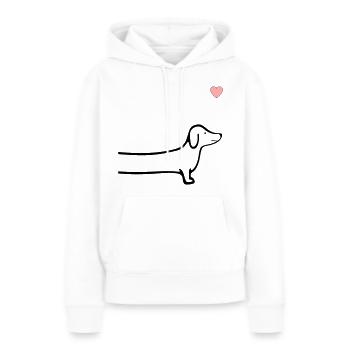 Chiens Cœur de teckel - Sweat à capuche Premium bio Femme - blanc - Devant - Julia (174cm)