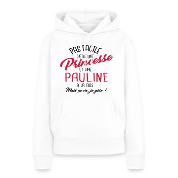 Princesse et Pauline - Sweat à capuche Premium bio Femme - blanc - Devant - Julia (174cm)