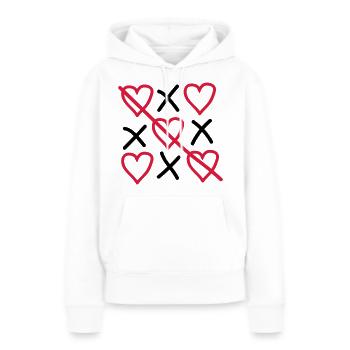 L’amour gagne - Sweat à capuche Premium bio Femme - blanc - Devant - Julia (174cm)