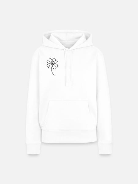 Vierblättriges Kleeblatt One Line Glückssymbol - Frauen Premium Bio Hoodie - Weiß