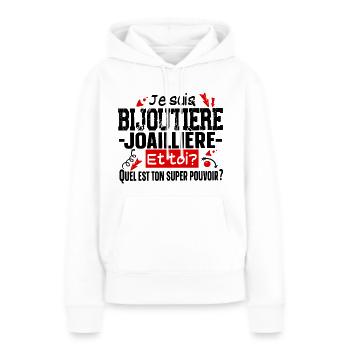 Bijoutière Joaillière Métier Bijoux Bijou - Sweat à capuche Premium bio Femme - blanc - Devant - Julia (174cm)