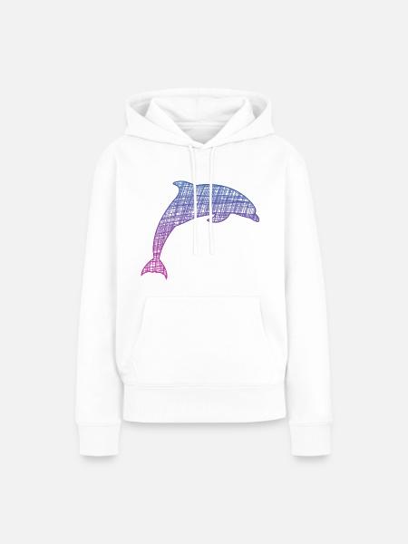 Cooles Delfindesign, Delfin, gekritzelter Delfin - Frauen Premium Bio Hoodie - Weiß