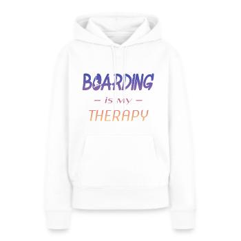 boarding is my therapy - Frauen Premium Bio Hoodie - Weiß - Vorne - Julia (174cm)