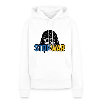 Stop War - Sweat à capuche Premium bio Femme - blanc - Devant - Julia (174cm)