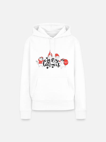 Lustige Weihnachtskatzen - Frauen Premium Bio Hoodie - Weiß