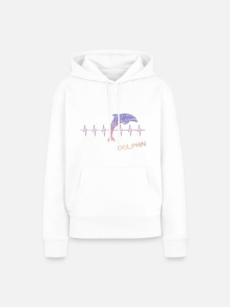 Dolphin Heartbeat Herzschlag Delfin - Frauen Premium Bio Hoodie - Weiß