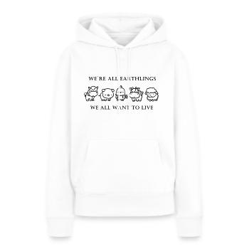 nous sommes tous des terriens que nous voulons tous vivre végétalien - Sweat à capuche Premium bio Femme - blanc - Devant - Julia (174cm)