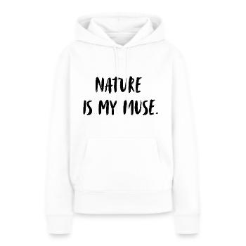 La nature est mon inspiration. La nature est mon ... - Sweat à capuche Premium bio Femme - blanc - Devant - Julia (174cm)