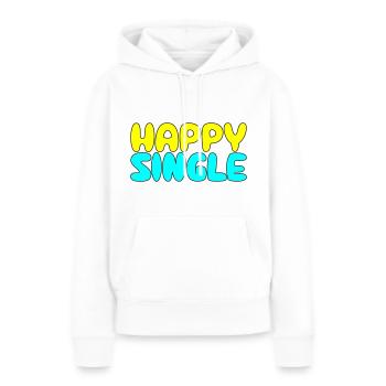 Happy Single - Glücklicher Single - Sweat à capuche Premium bio Femme - blanc - Devant - Julia (174cm)
