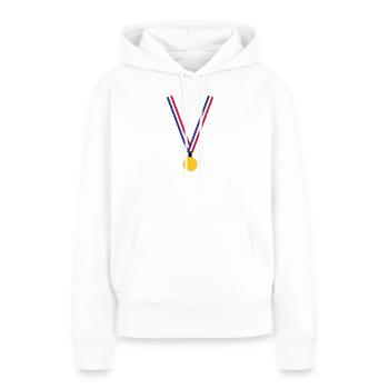Médaille d'Or - France - Sweat à capuche Premium bio Femme - blanc - Devant - Julia (174cm)