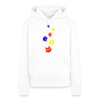 Tête de chat colorée - Sweat à capuche Premium bio Femme - blanc - Devant - Julia (174cm)