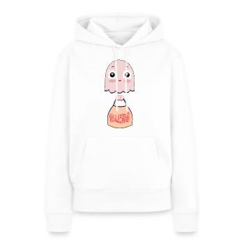 BUSSI - Qualle** - Frauen Premium Bio Hoodie - Weiß - Vorne - Julia (174cm)