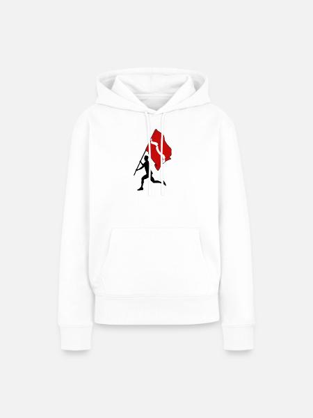 Flagge Lettland Mann läuft - Frauen Premium Bio Hoodie - Weiß
