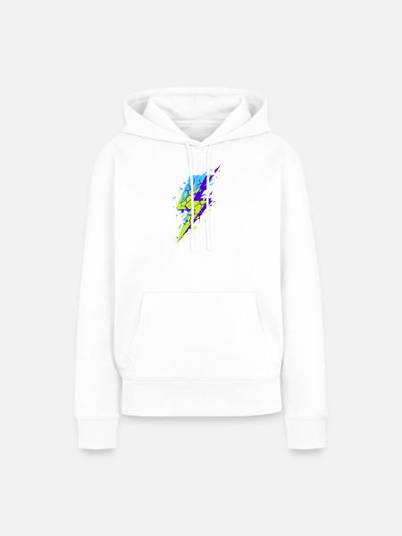 Neon-Fraktal-Blitze - Frauen Premium Bio Hoodie - Weiß