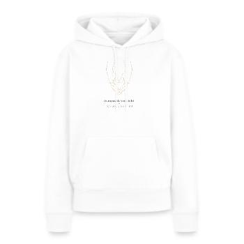 La sympathie naît – avant même de parler - Sweat à capuche Premium bio Femme - blanc - Devant - Julia (174cm)