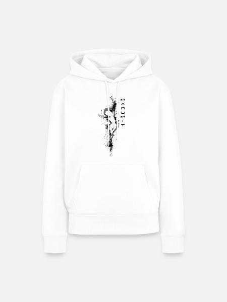 Manumit Single Schwarzes Design - Frauen Premium Bio Hoodie - Weiß