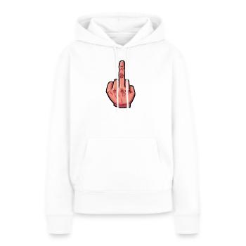 Illustration au doigt puant - Sweat à capuche Premium bio Femme - blanc - Devant - Julia (174cm)