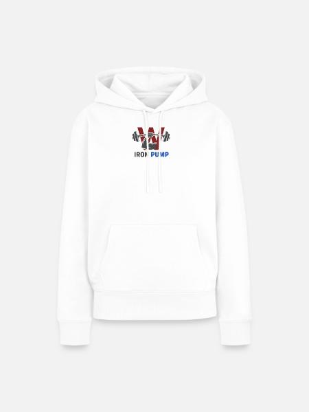 Iron Pump Krafttraining Emblem - Frauen Premium Bio Hoodie - Weiß