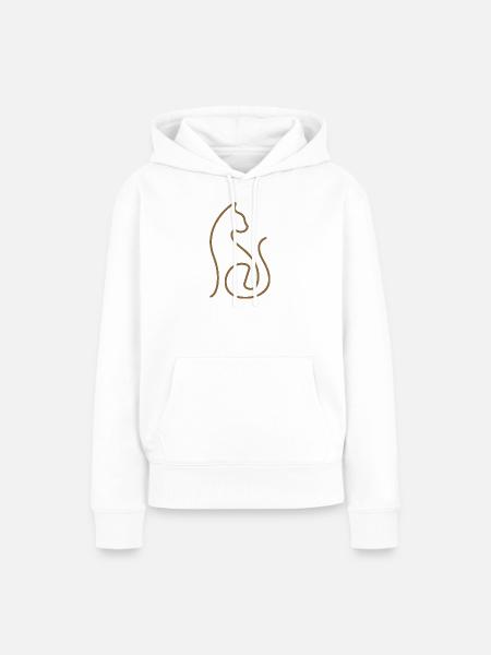 Katze Linienkunst Katzen Design - Frauen Premium Bio Hoodie - Weiß