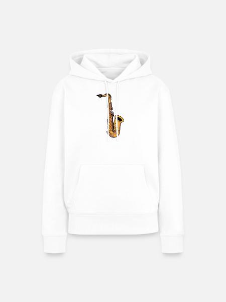 Saxophon - Frauen Premium Bio Hoodie - Weiß