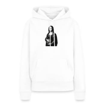 Enceinte avec un ventre de grossesse - Sweat à capuche Premium bio Femme - blanc - Devant - Julia (174cm)