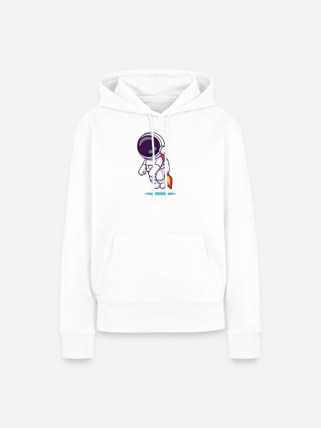 Winziger Astronauten-Raketen-Dash - Frauen Premium Bio Hoodie - Weiß