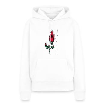 Imprimer Rose Brûler - Sweat à capuche Premium bio Femme - blanc - Devant - Julia (174cm)