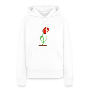 Joyeux Rosie - Sweat à capuche Premium bio Femme - blanc - Devant - Julia (174cm)