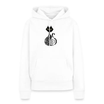 Derrière chaque femme forte se trouve son chat - Sweat à capuche Premium bio Femme - blanc - Devant - Julia (174cm)