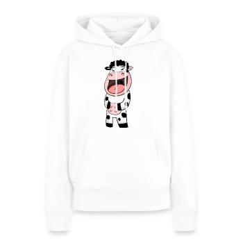 Rires de vache - Sweat à capuche Premium bio Femme - blanc - Devant - Julia (174cm)