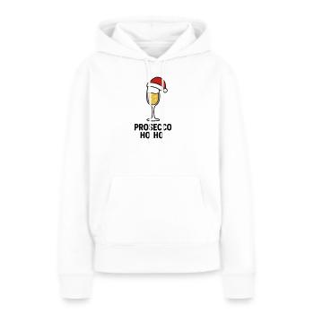 Prosecco Ho Ho – Pull de Noël au prosecco - Sweat à capuche Premium bio Femme - blanc - Devant - Julia (174cm)