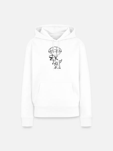 T Rex mit Fallschirm - Frauen Premium Bio Hoodie - Weiß