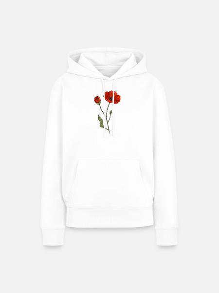Geometrische Mohnblume Polygon Blumenmotiv - Frauen Premium Bio Hoodie - Weiß
