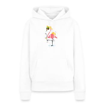Design d’été flamant – Ambiance tropicale - Sweat à capuche Premium bio Femme - blanc - Devant - Julia (174cm)