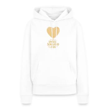 Unser Schulkind 2026 Fingerabdruck Herz - Frauen Premium Bio Hoodie - Weiß - Vorne - Julia (174cm)