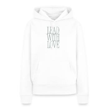 Typographie en Héros avec Amour - Sweat à capuche Premium bio Femme - blanc - Devant - Julia (174cm)