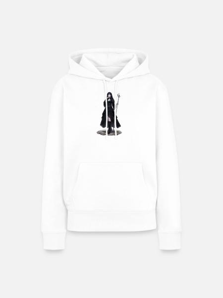 Gothic Hexenkönigin mit Stab - Frauen Premium Bio Hoodie - Weiß