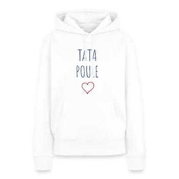 TATA POULE COEUR - Sweat à capuche Premium bio Femme - blanc - Devant - Julia (174cm)
