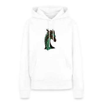 Le dragon étincelant d'or vert - Sweat à capuche Premium bio Femme - blanc - Devant - Julia (174cm)