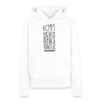 wir gehen den Bach runter - Frauen Premium Bio Hoodie - Weiß - Vorne - Julia (174cm)