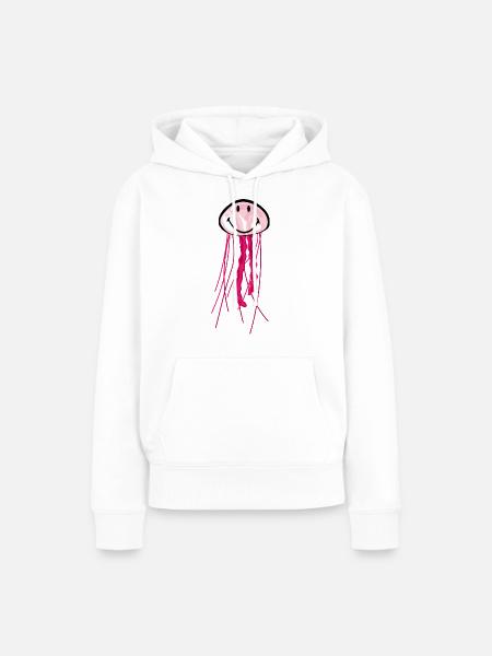 Smiley Jellyfish - Frauen Premium Bio Hoodie - Weiß