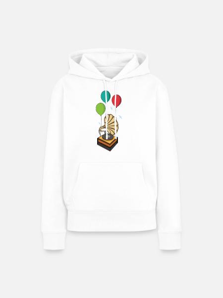 Grammophon mit Ballons - Frauen Premium Bio Hoodie - Weiß