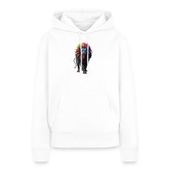 Mehrfarbiger Löwe - Frauen Premium Bio Hoodie - Weiß - Vorne - Julia (174cm)