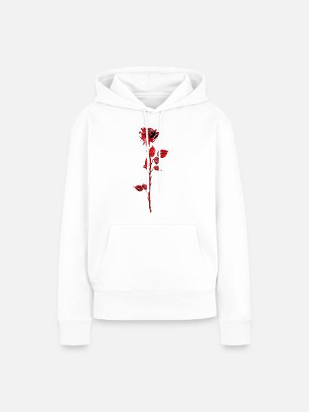 Purpurrote Rose Anemone Illustration - Frauen Premium Bio Hoodie - Weiß