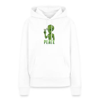 Extraterrestre Paix Vert - Sweat à capuche Premium bio Femme - blanc - Devant - Julia (174cm)